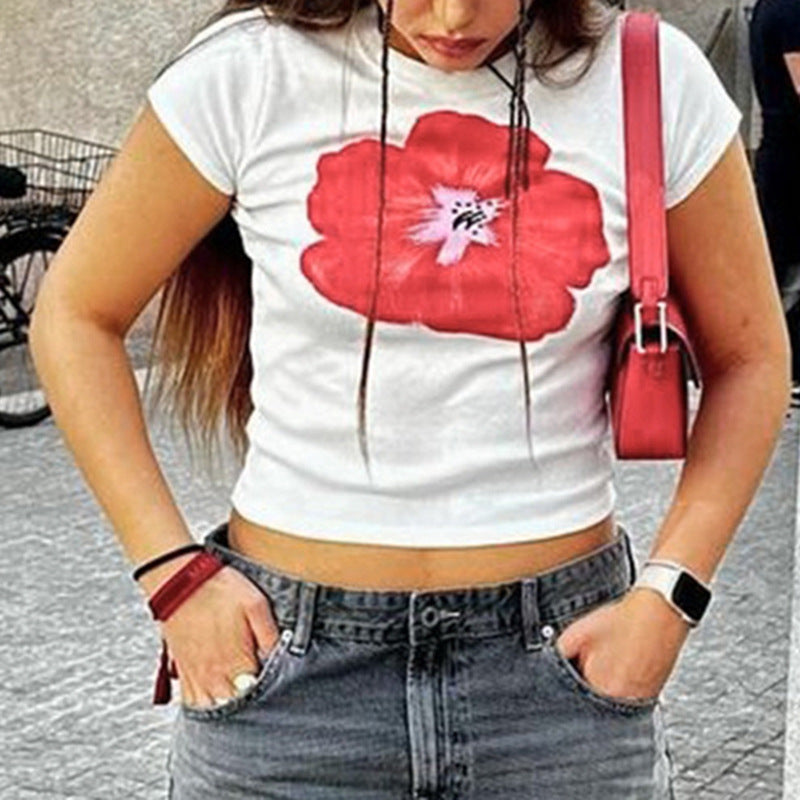 Damen Crop-T-Shirt mit floralem Print EB