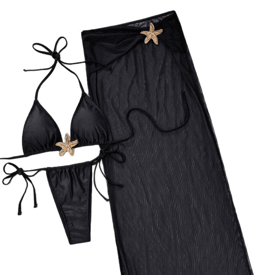 Damen Bikiniset mit transparentem Strandüberwurf EB