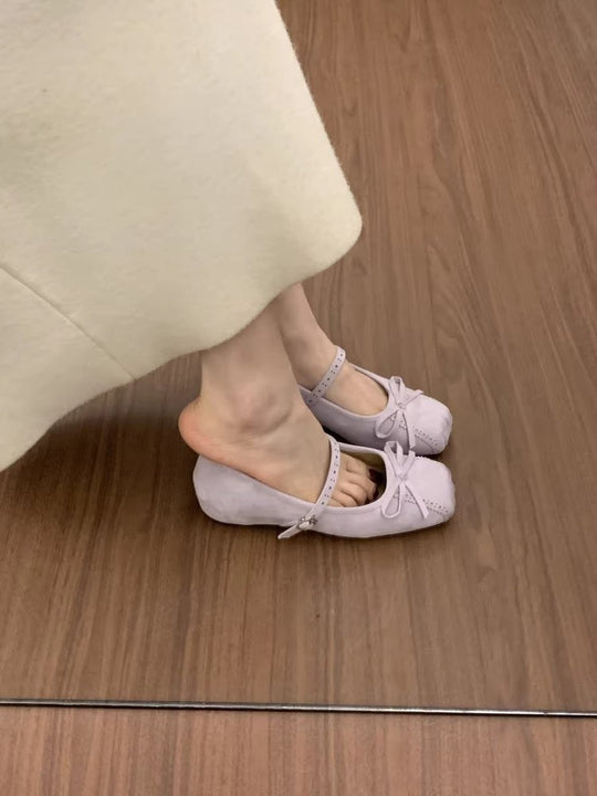 Damen elegante Ballerinas mit dekorativen Schleifen und komfortablem Riemchen EB