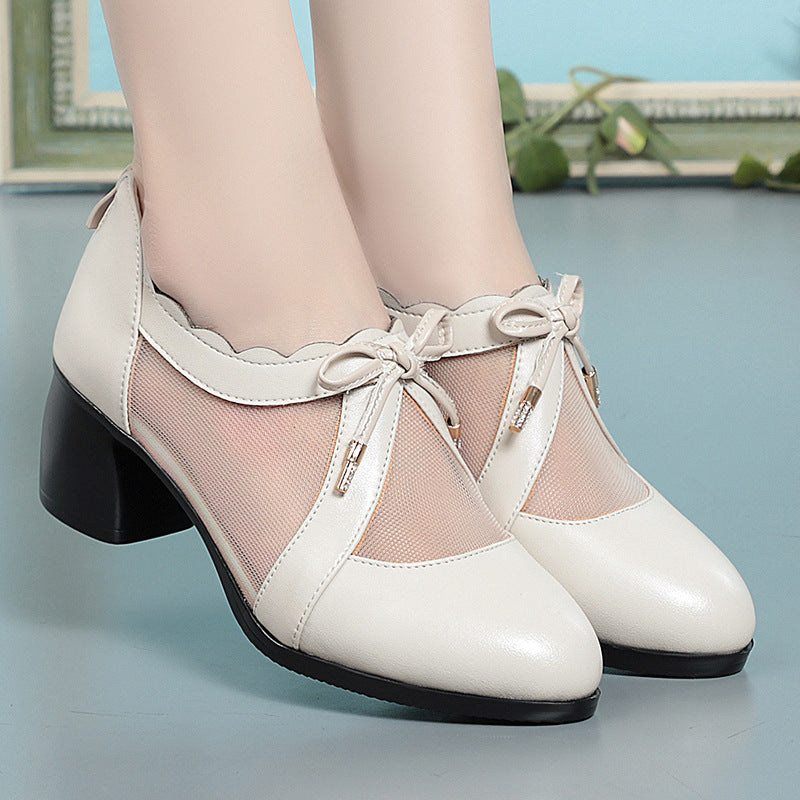 Damen elegante Pumps mit Spitze und atmungsaktivem Netz EB