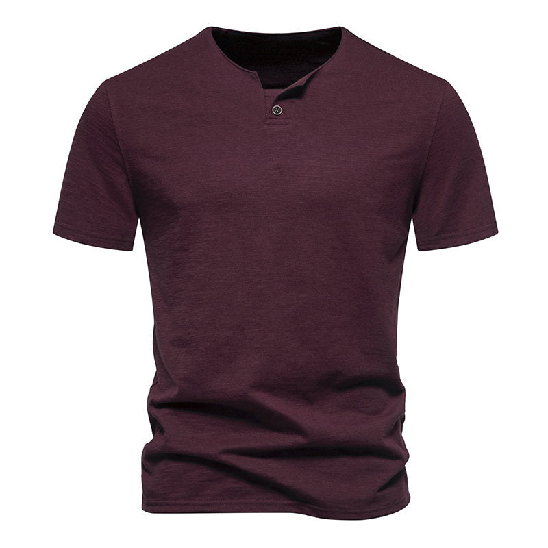 Herren Kurzarm-Henley-Shirt mit elegantem Knopfdesign EB