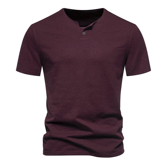 Herren Kurzarm-Henley-Shirt mit elegantem Knopfdesign EB