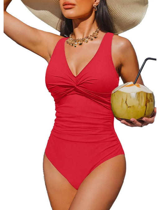 Damen Eleganter Einteiler Badeanzug mit modischem Twist EB