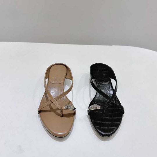 Damen elegante Zehensteg-Sandalen mit modischem Riemendesign und komfortablem Absatz EB