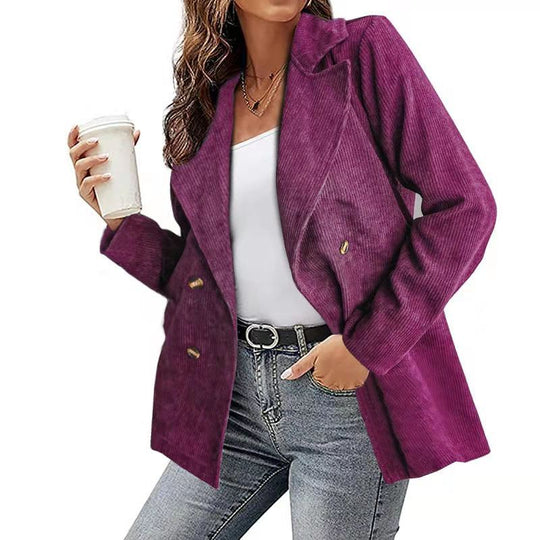 Damen Cordjacke im modernem Schnitt mit schickem Revers und zwei praktischen Taschen EB