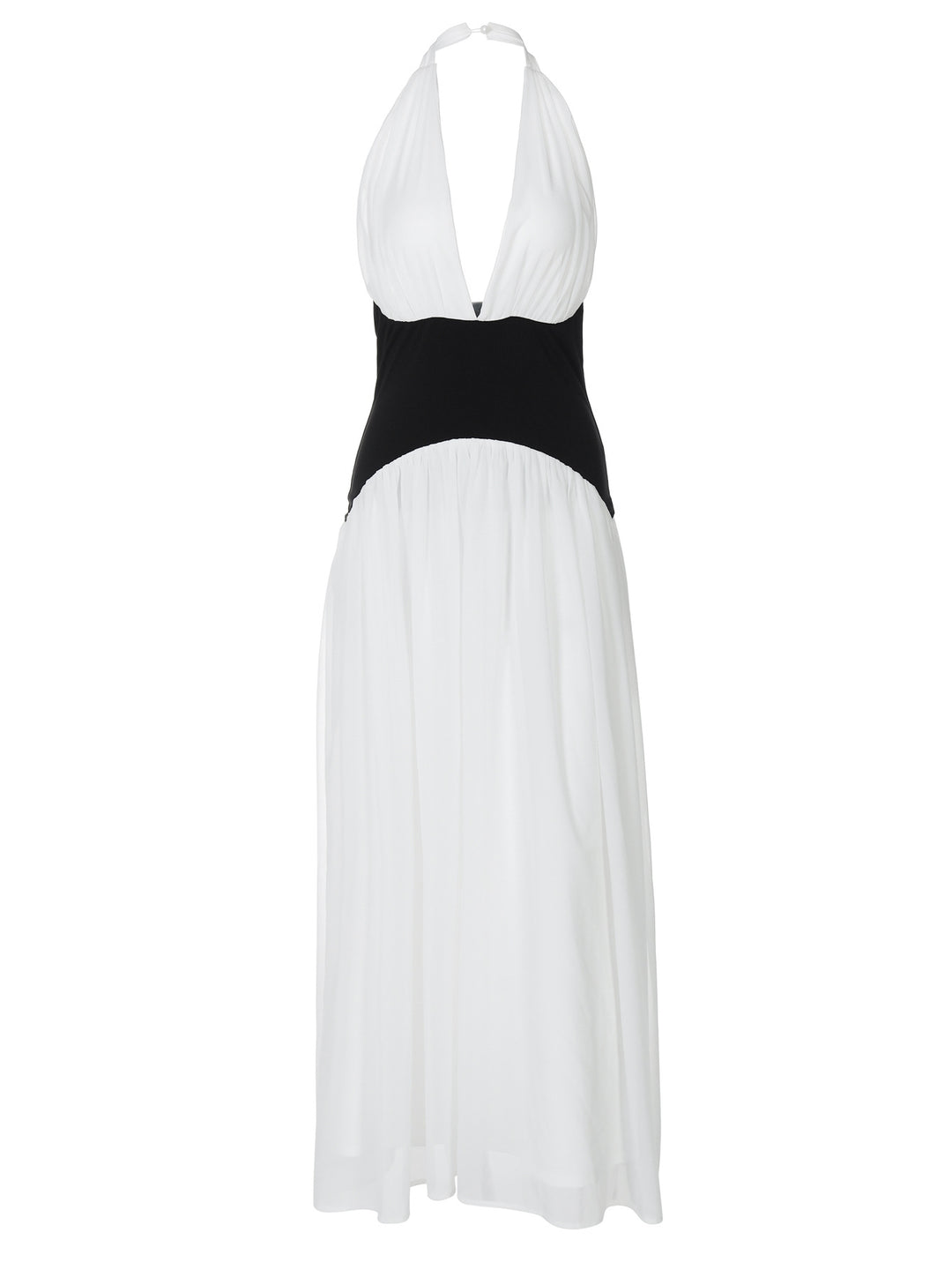 Damen Maxikleid mit tiefem V-Ausschnitt und elegantem Wickel-Design EB