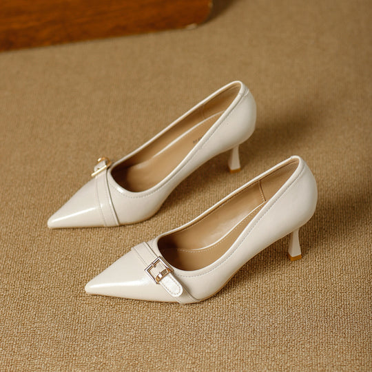Damen elegante spitze Pumps mit modischem Schnallenakzent EB