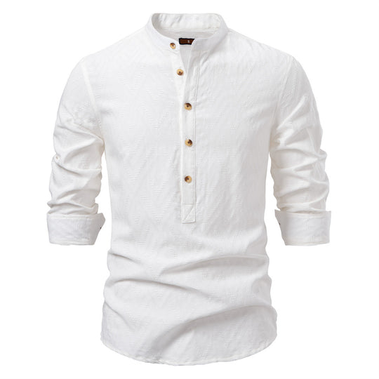 Herren Langarmshirt mit Stehkragen und modischem Muster EB