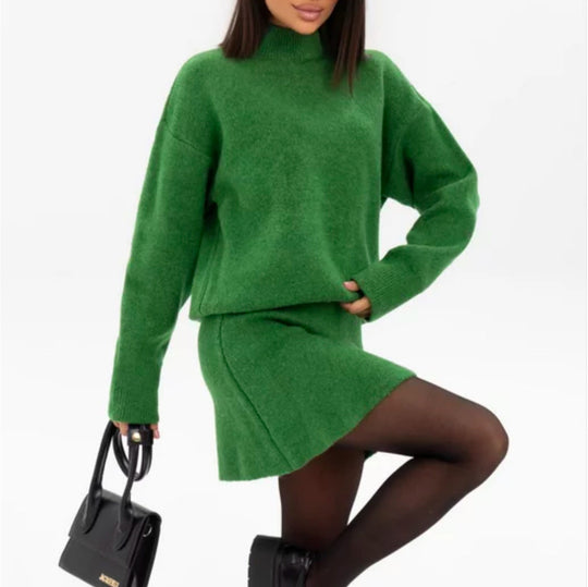 Damen bequemer Strickpullover mit überschnittenen Schultern und modischem Saum EB