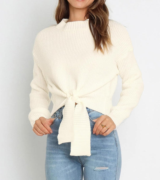 Damen modischer Pullover mit variabler Knöchelbindung EB