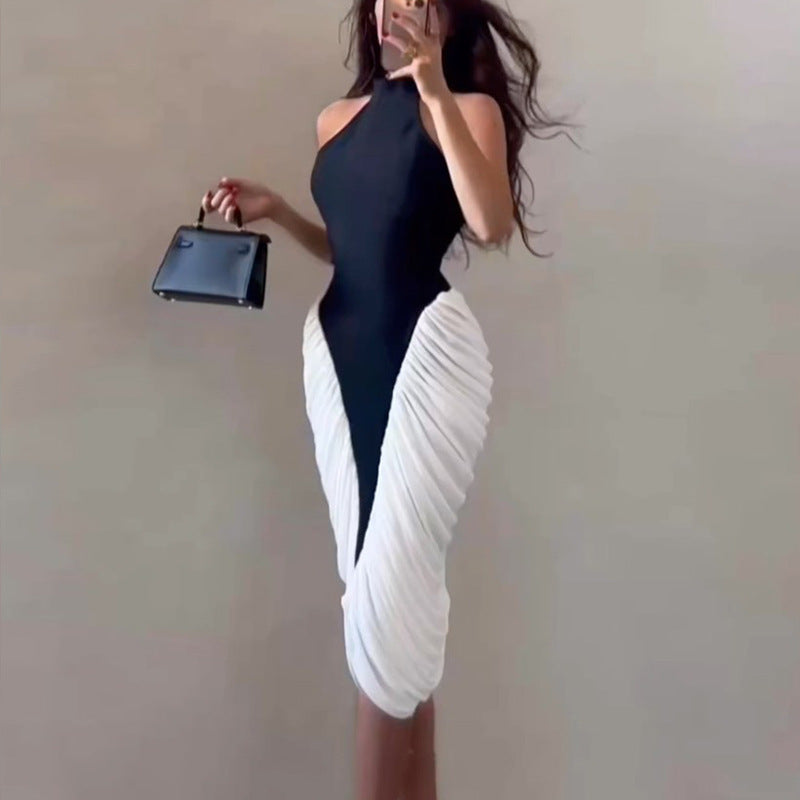 Damen figurbetontes Midi-Kleid mit asymmetrischem Design EB