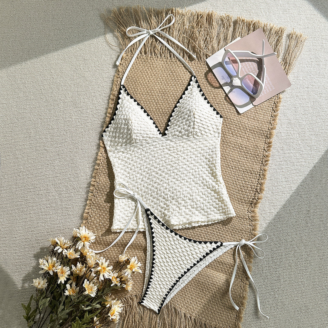 Damen Häkelbikini-Set mit modischem V-Ausschnitt EB