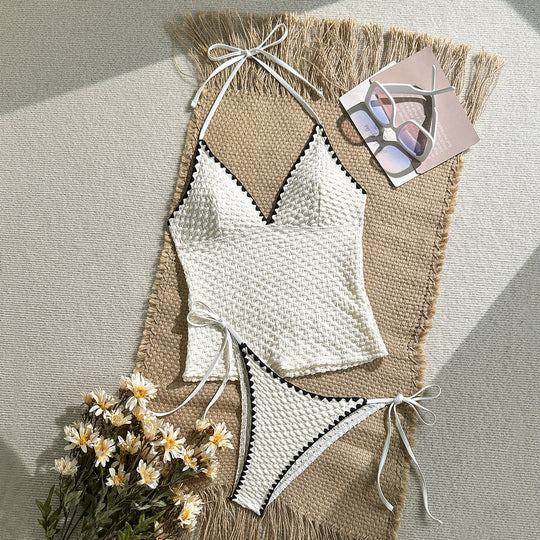 Damen Häkelbikini-Set mit modischem V-Ausschnitt EB