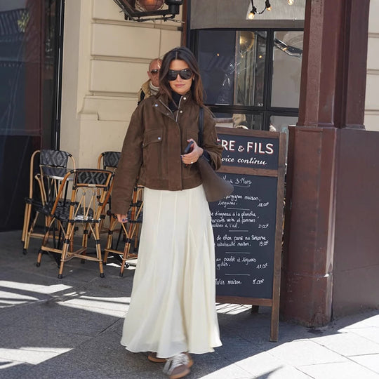 Damen lässige Suede-Jacke mit funktionalen Taschen und modernem Design EB