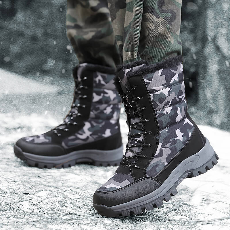 Damen Camouflage Winterstiefel mit isoliertem Futter und rutschfester Sohle EB