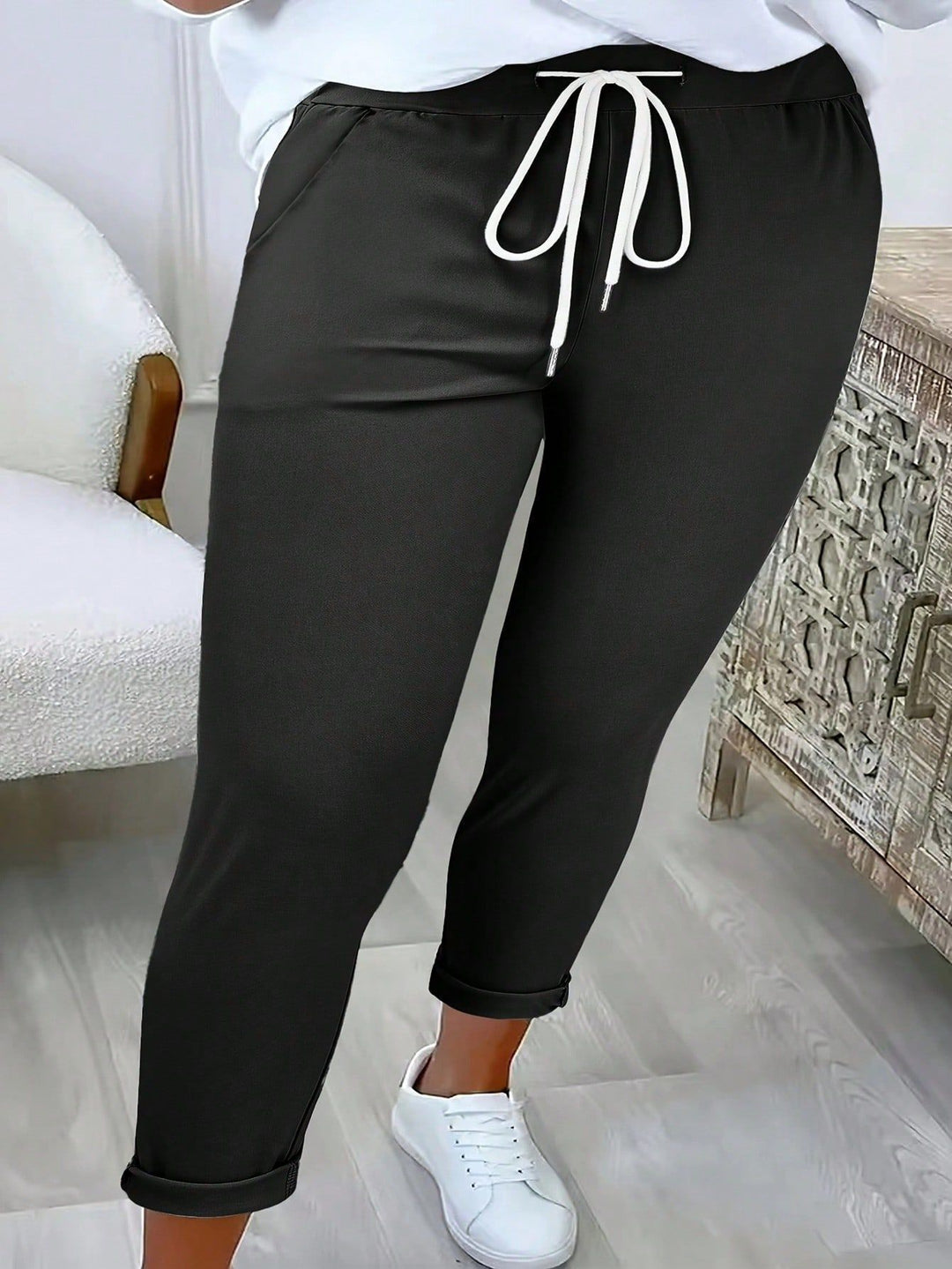 Damen Freizeithose mit elastischem Bund und Kordelzug EB