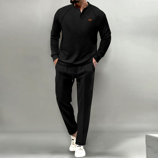 Herren hochwertiger Freizeitanzug mit Knopfleiste und eleganten Taschen EB