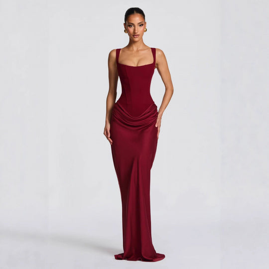 Damen Elegantes Maxi-Kleid mit raffinierten Drapierungen EB