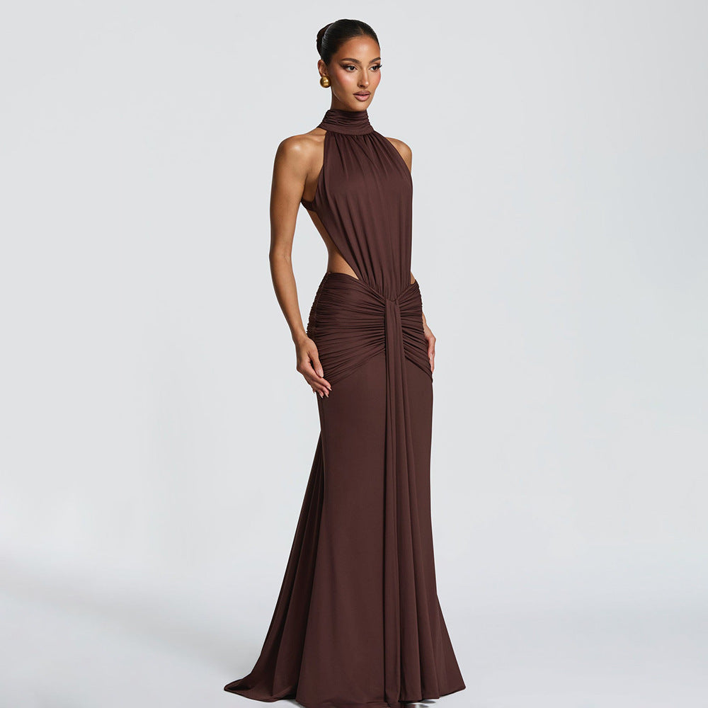 Damen Figurumspielendes Abendkleid mit hochgeschlossenem Design und raffinierten Drapierungen EB