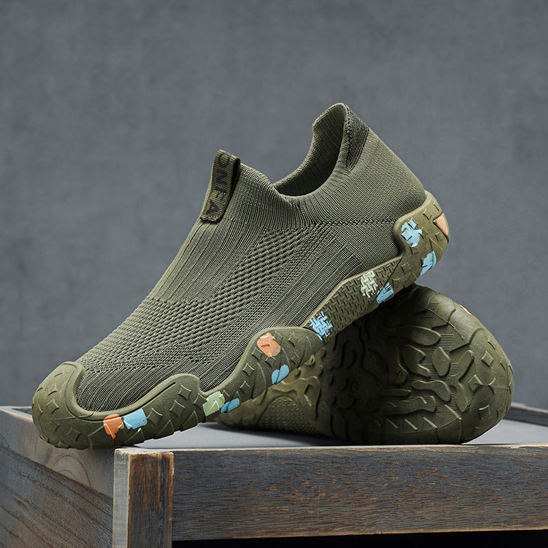 Damen Atmungsaktive Slip-On Sportschuhe mit rutschfester Gummisohle und elastischem Strickmaterial EB
