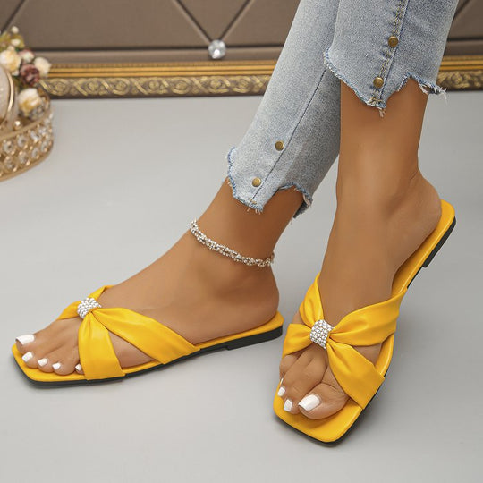 Damen elegante Mules mit zierlichem Schleifenakzent EB