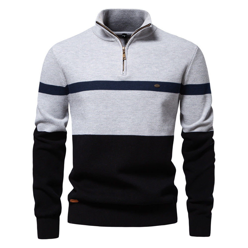 Herren Pullover mit Stehkragen und Zipper EB