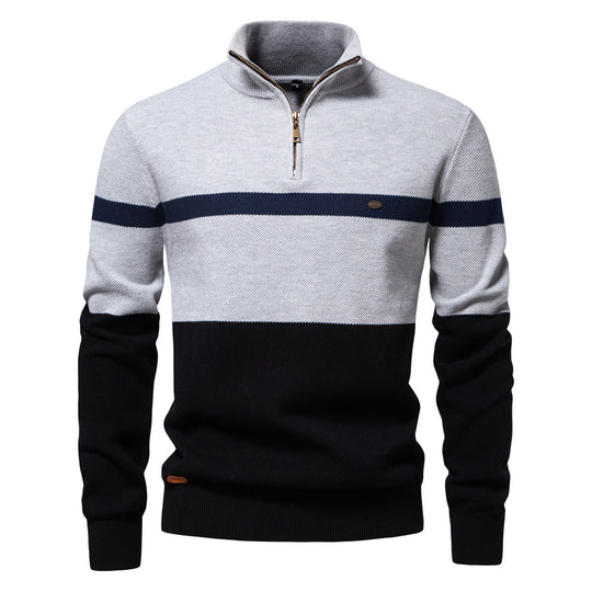 Herren Pullover mit Stehkragen und Zipper EB