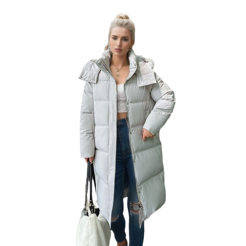 Damen langärmliger Puffer-Mantel mit isolierender Fütterung und verstellbarer Kapuze EB