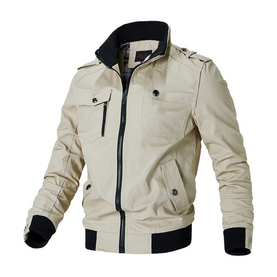 Herren nan sportive Bomber-Fieldjacke mit Schulterklappen, verdeckter Reißverschlussleiste und gerippten Bündchen EB