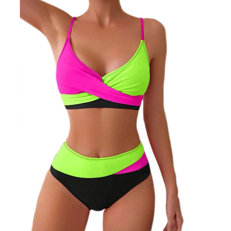 Damen Hochgeschnittener Bikini mit geschmackvollem Wickeldesign EB