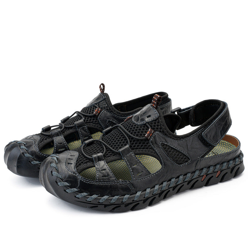 Damen Sportliche Leder-Sandalen mit atmungsaktiven Einsätzen und rutschfester Sohle EB