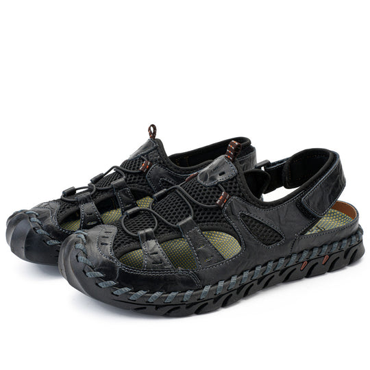 Damen Sportliche Leder-Sandalen mit atmungsaktiven Einsätzen und rutschfester Sohle EB