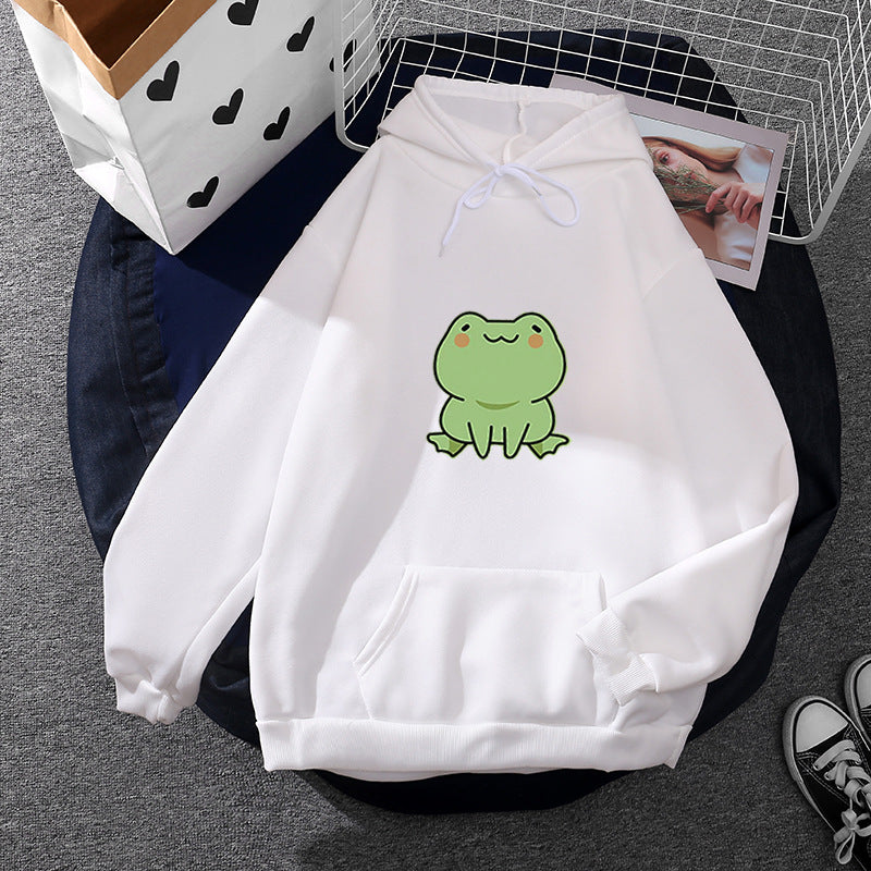 Damen nan Kapuzenpullover mit Mond‑und‑Wal-Illustration, Oversize-Schnitt und Kängurutasche EB