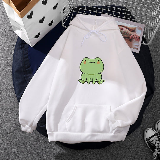 Damen nan Kapuzenpullover mit Mond‑und‑Wal-Illustration, Oversize-Schnitt und Kängurutasche EB