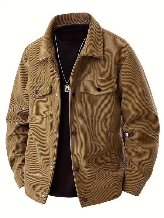Herren nan Cordjacke im klassischen Arbeiterjacken-Schnitt mit Druckknöpfen und Brusttaschen EB