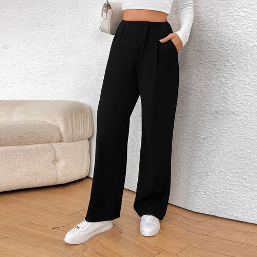 Damen Hochtaillierte weite Stoffhose EB