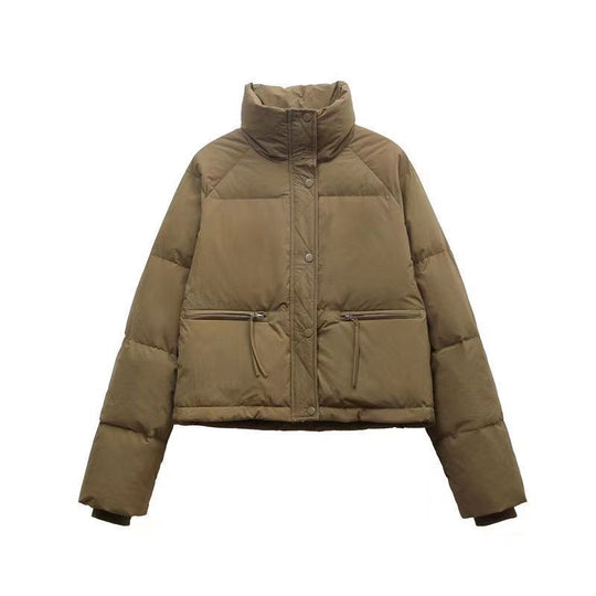Damen gesteppte Winterjacke mit hohem Kragen und praktischen Taschen EB