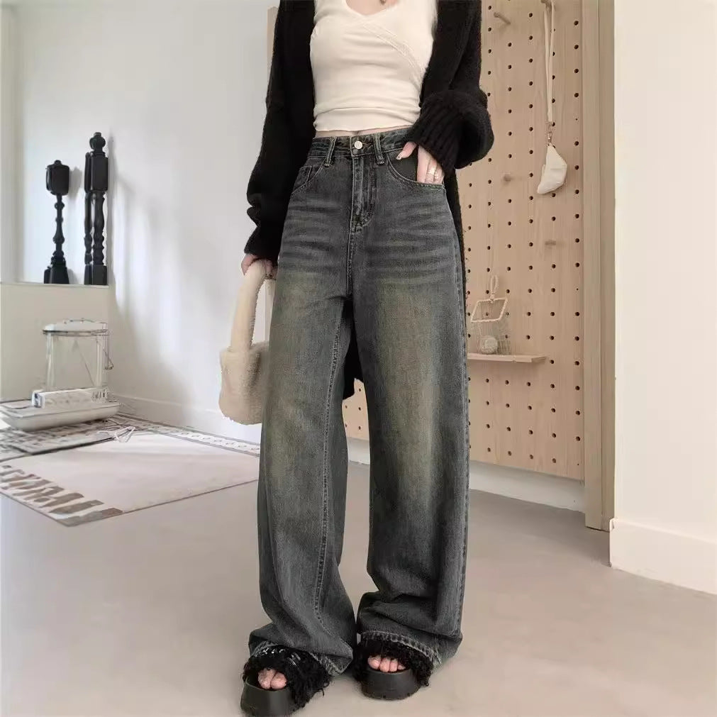 Damen Weit geschnittene High-Waist Jeans im modernen Vintage-Look EB