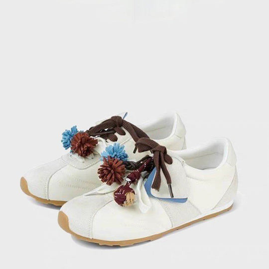 Damen modische Sneaker mit Blumenapplikationen EB