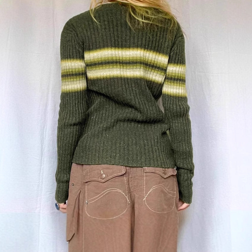Damen Ribbed Pullover mit modernen Streifen EB