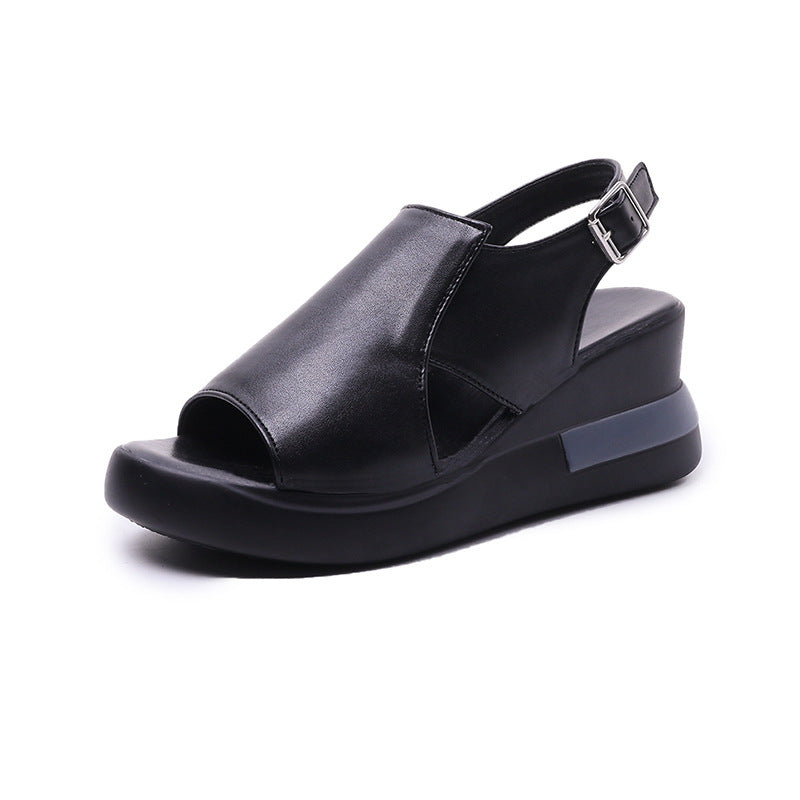 Damen Offene Wedge-Sandalen mit verstellbarem Riemendesign EB