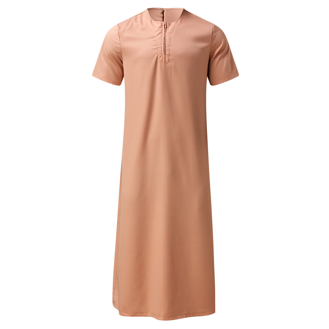 Damen sportliches Maxikleid mit kurzem Arm und praktischem Reißverschluss EB