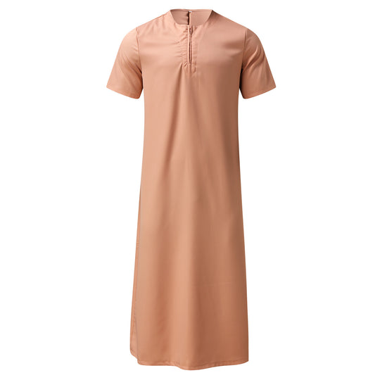 Damen sportliches Maxikleid mit kurzem Arm und praktischem Reißverschluss EB