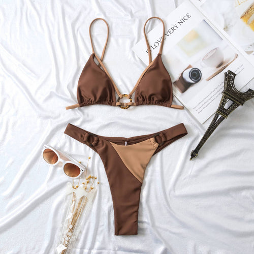 Damen Triangel-Bikini mit modischem Ringdetail EB
