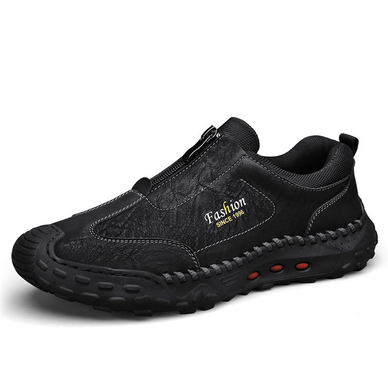 Damen Bequeme Slip-On Freizeitschuhe mit Reißverschluss EB