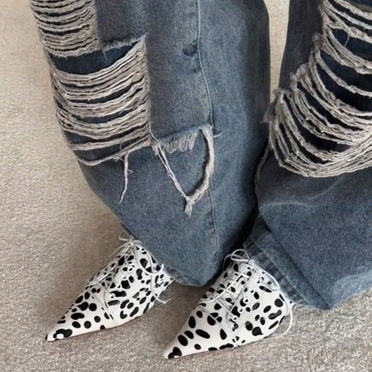 Damen elegante Schnürschuhe mit spitzem Schuhdesign und feinem Leder EB