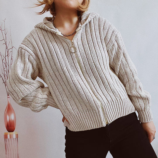 Damen Strickjacke mit auffälligem Reißverschluss und lässigem Schnitt EB