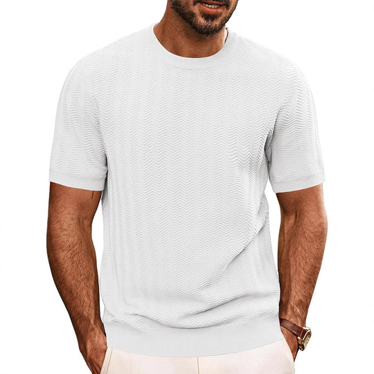 Herren strukturiertes Rundhals T-Shirt EB