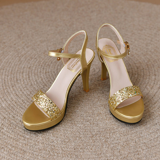 Damen elegante High Heels mit glitzerndem Riemendesign EB