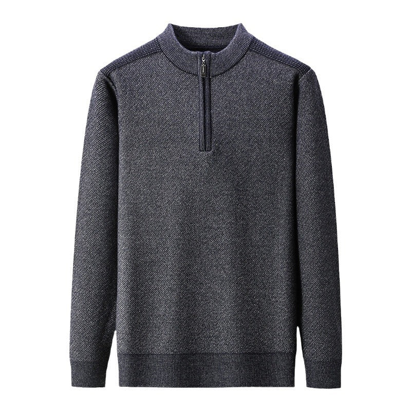 Herren Pullover mit halbem Reißverschluss und strukturiertem Design EB